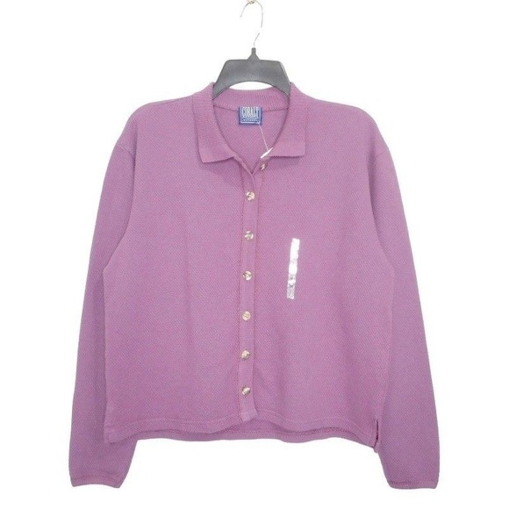 Cobalt Jeanswear Sweater Womens S Purple Button Front‎ Collared Cardigan Top Y2K